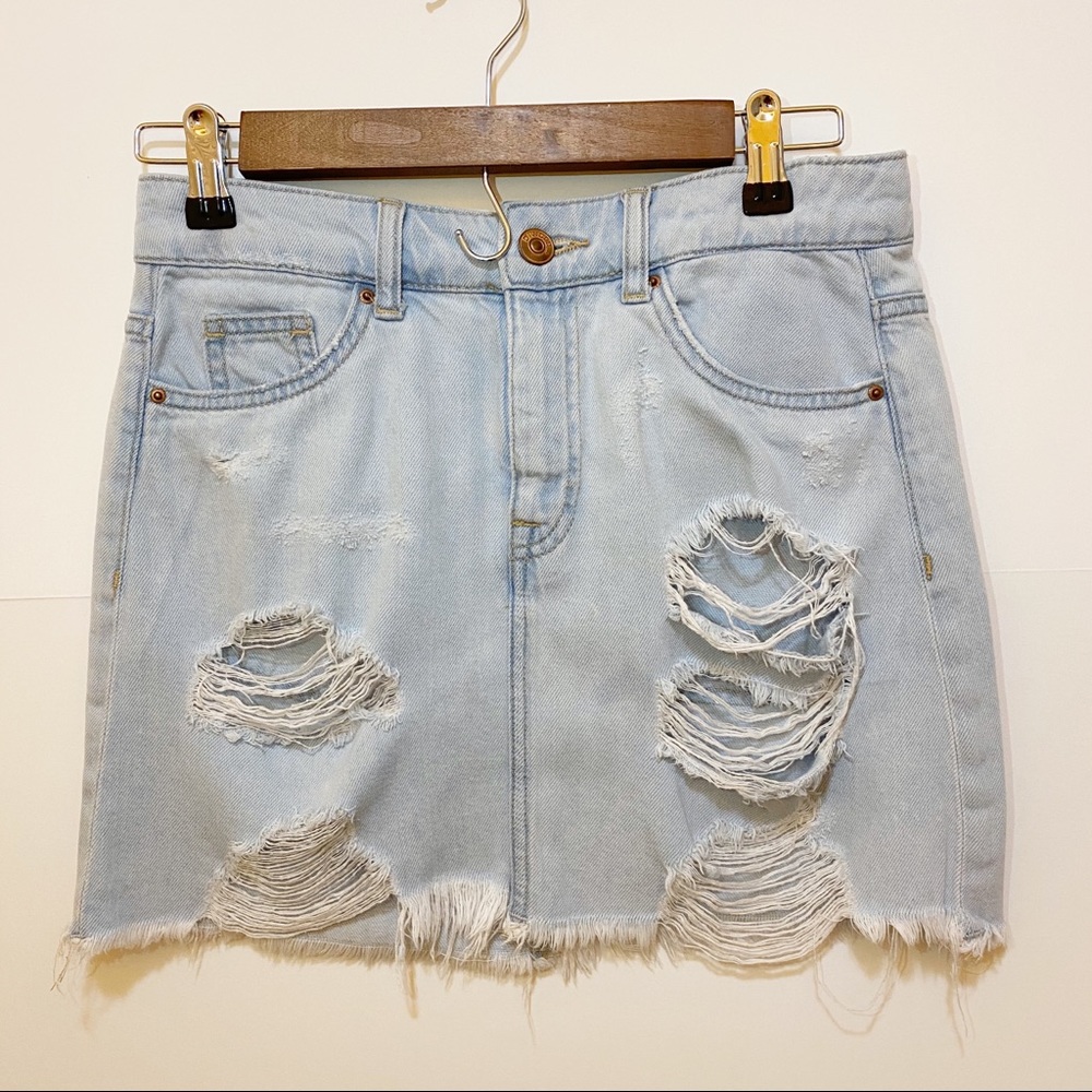 H&M Light Wash Mini Skirt